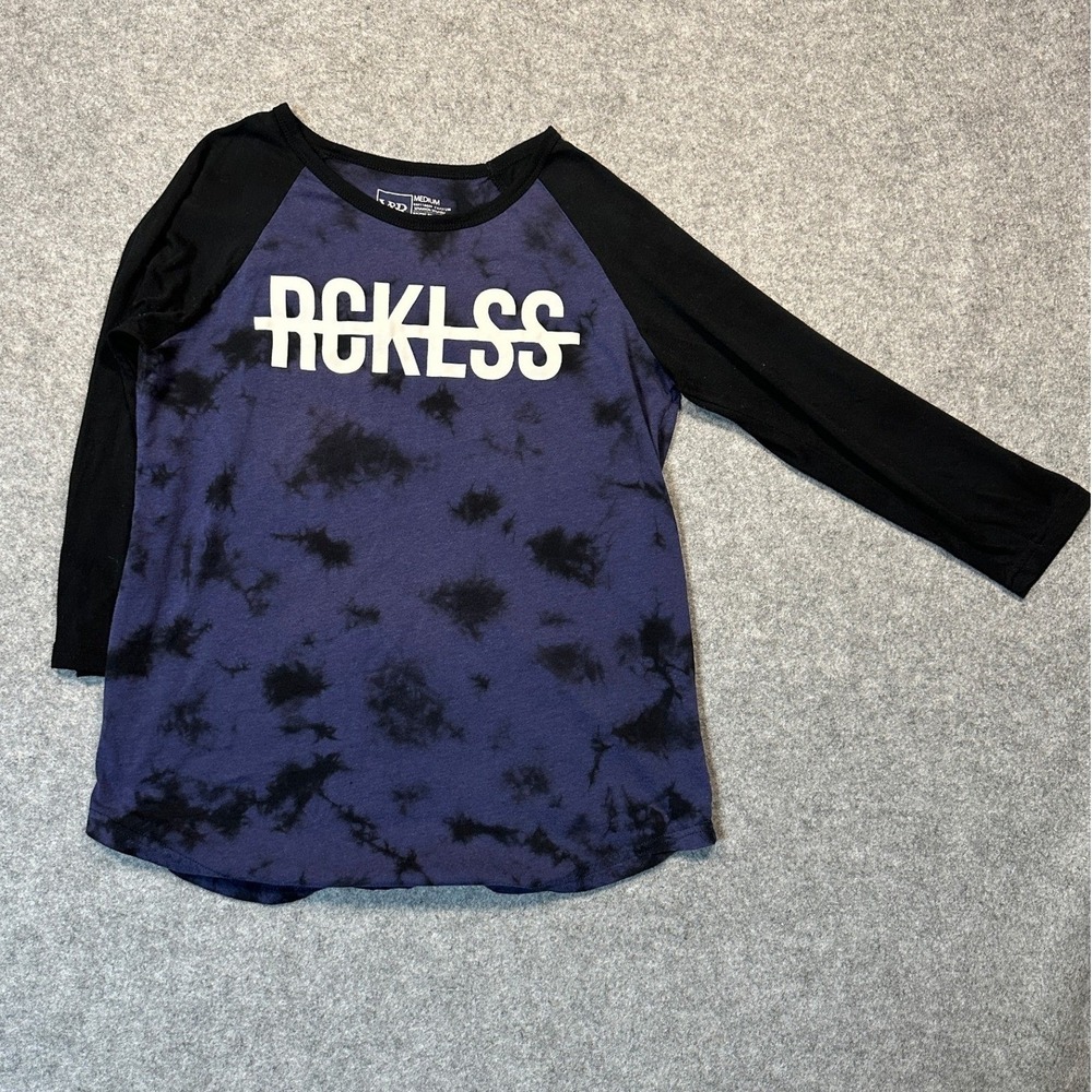 Young & Reckless RCKLSS Raglan Tee Medium Purple Tie Dye Graphic Baseball Shirt
